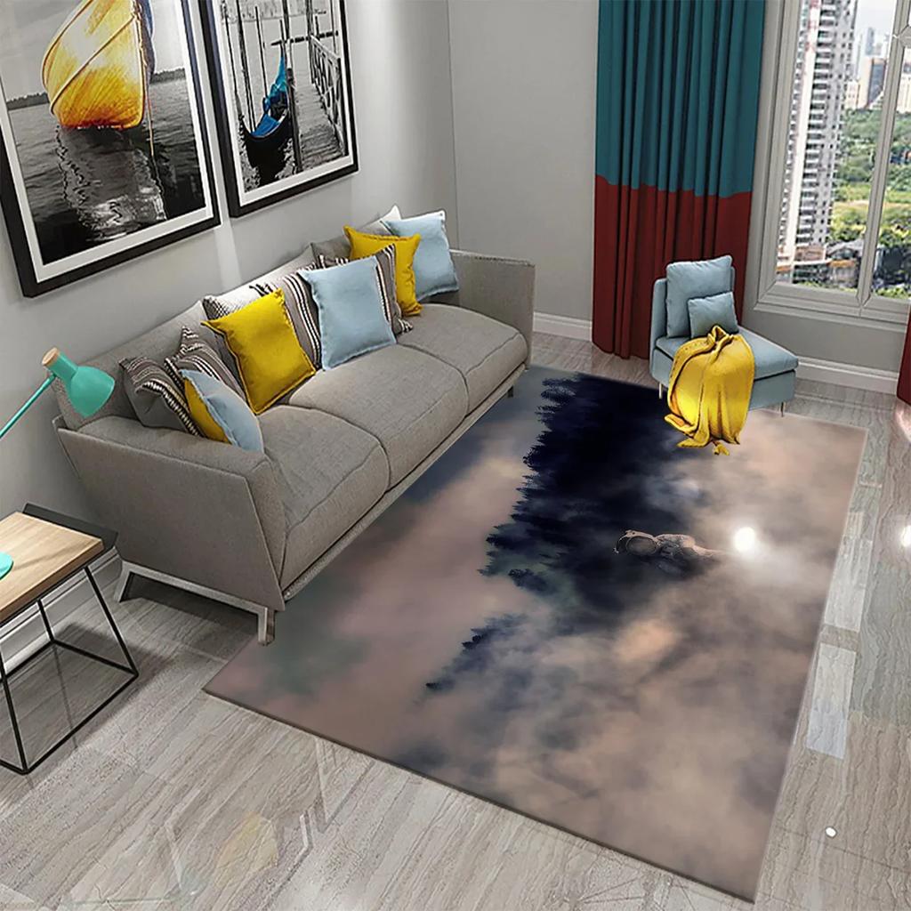 Smoky Forest Carpet Green Trees Mountain Rug Natural Scenery Rectangle Area Rugs Yoga Mats Bedroom Living Room Decor Door Mat