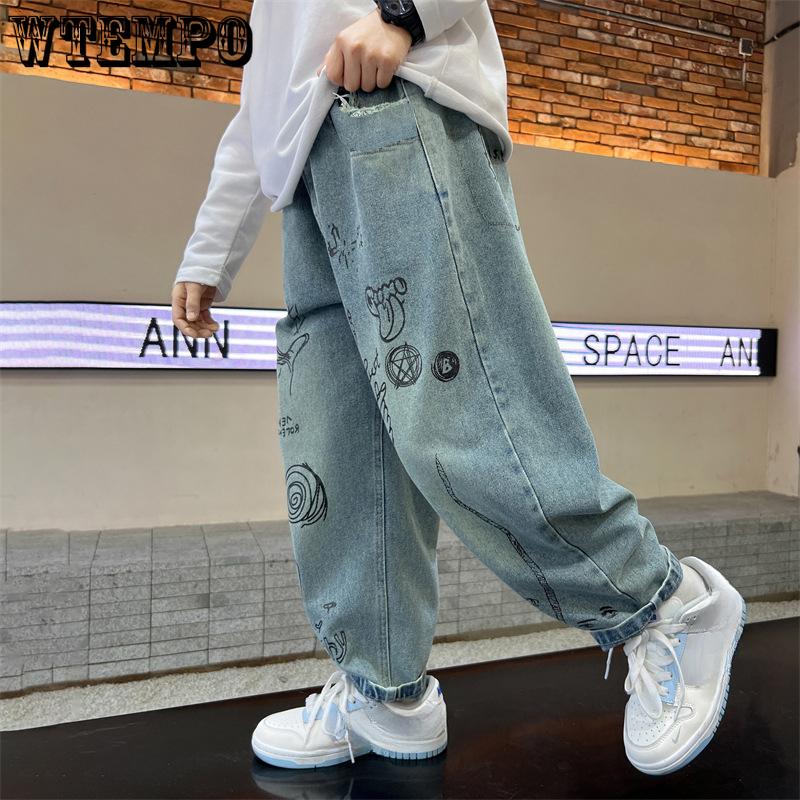

Boys Pants Jeans Children s Autumn Casual Pants Korean Minimalist Pants 160 синій