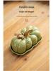 Su-style Green Ceramic Pumpkin Dish for Bread, Cake, Snacks, and Candy