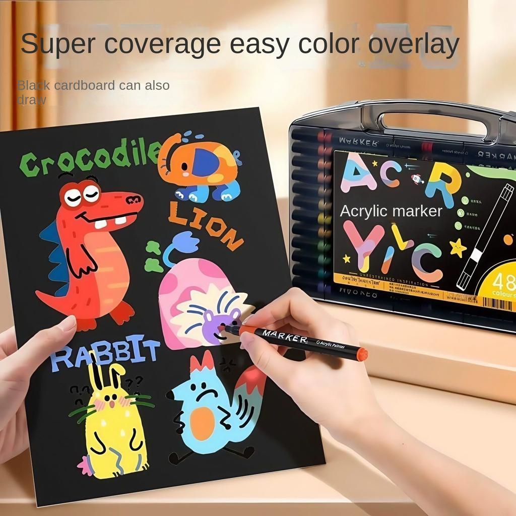 80/60/48/24/12 Colors Acrylic Marker Set for Wood Artists And DIY Enthusiasts Quick Dry Art Supplies for Illustration, Manga