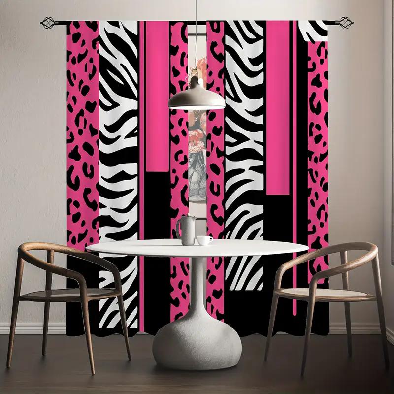 2PCS- Pink zebra and leopard print curtains, bedroom and living room, home decoration, room decoration