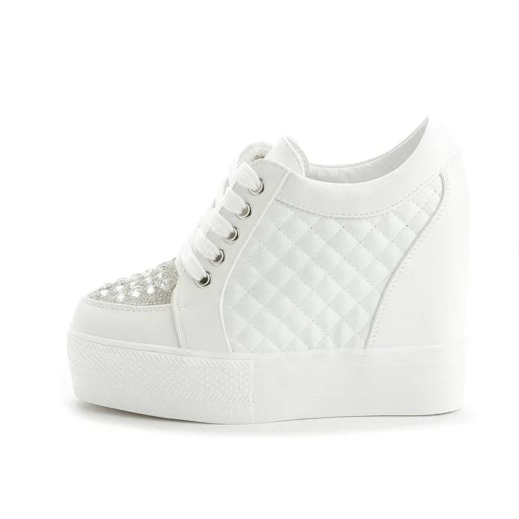 

11CM Genuine Leather Sneakers Platform Shoes Wedge Hidden Heel Pumps Warm Fur Fashion Sneakers Women Summer Shoes 39