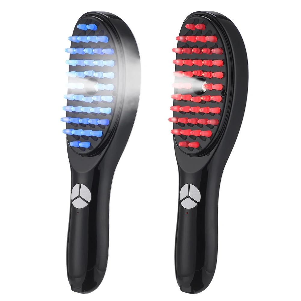 Spray Head Massage Comb Scalp Hair Growth Liquid Guide Comb Electric Vibration Massager Red & Blue Light Therapy Anti-Hair Loss