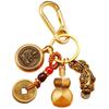Pixiu Guardian Brass Pendant: Five Emperors Coins & Zodiac Buddha Keychain for Wealth & Protection
