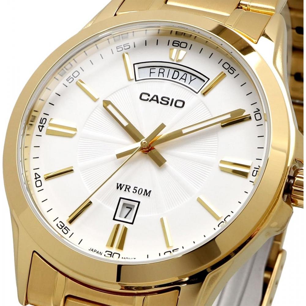 Casio Men S Analog Quartz Watch Gold White Mtp 1381gd 7av