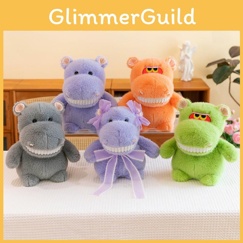 Hippo Stuffed Animal Plush Toy Cartoon Bow Doll Multiple Colors Children Gift