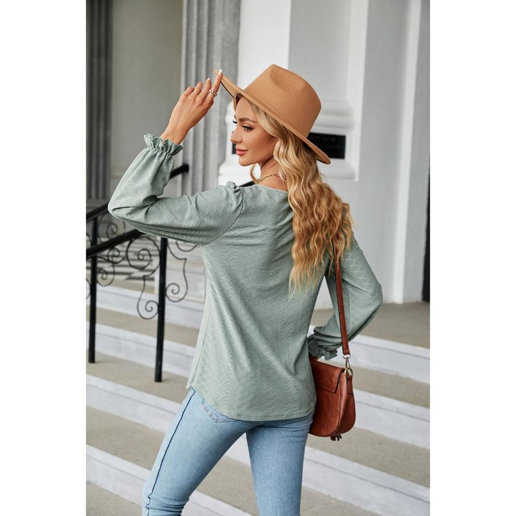 Fall Winter Women's Loose Crew Neck Long Sleeve Patchwork T-shirt Top European American Style Cross-border Casual Wear