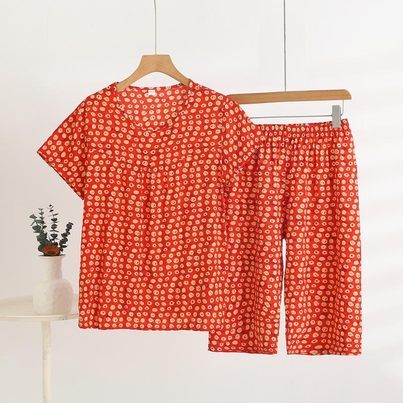Summer Short-sleeved Home Wear Set, Women's Thin Round-neck Top, Shorts, Two-piece Loose Pajamas