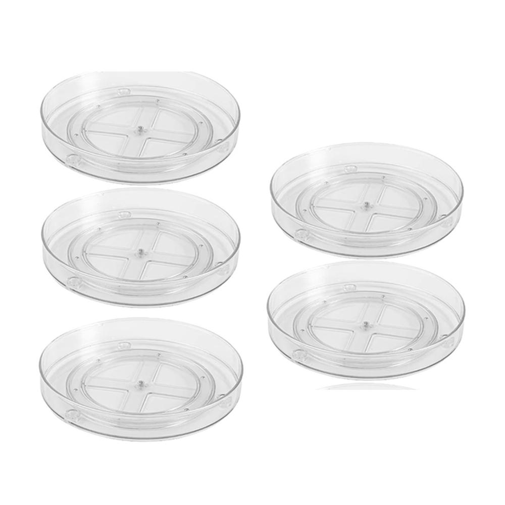 1-10Pcs Clear Turntable Storage Tray Multifunctional Spice Rack Cosmetic Storage Tray Cabinet Refrigerator Kitchen Storage Rack