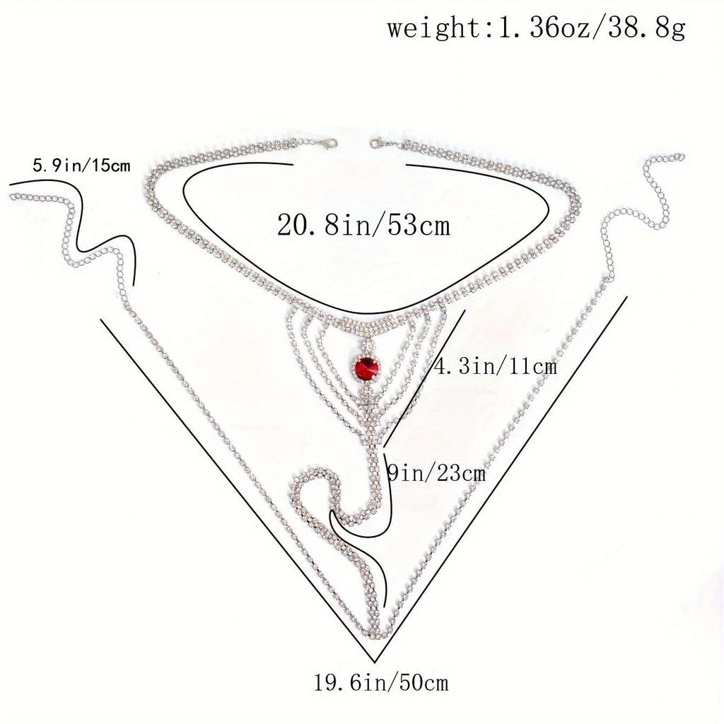 Ruby Rhinestone Bikini Body Chain - Sexy Nightclub Jewelry