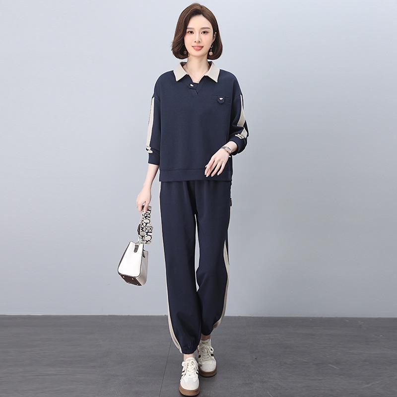 Casual Women's Spring/Autumn 2025 Sweatshirt Set: Fashionable Two-Piece, Age-Reducing Mom Outfit.