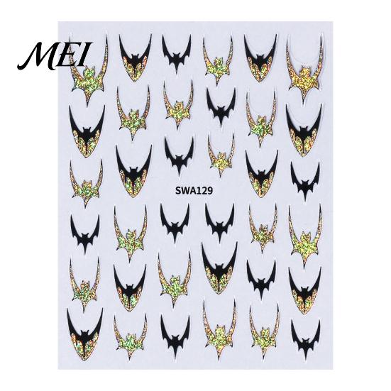 Easy Application Nail Art for Novices Halloween Stickers, Glitter Gothic Bat Decals, Creative DIY Consumables Self-Adhesive Accessories Women