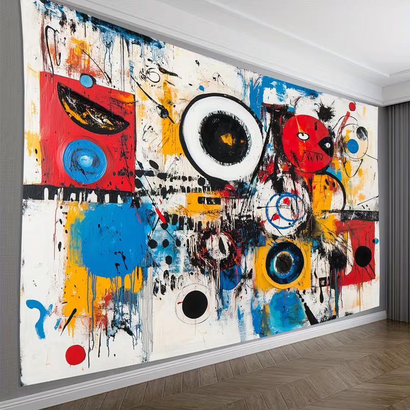 2D Modern Street Art Abstract Tapestry Bold Colors & Shapes Home Decor 47.2x31.5inch/120*80cm