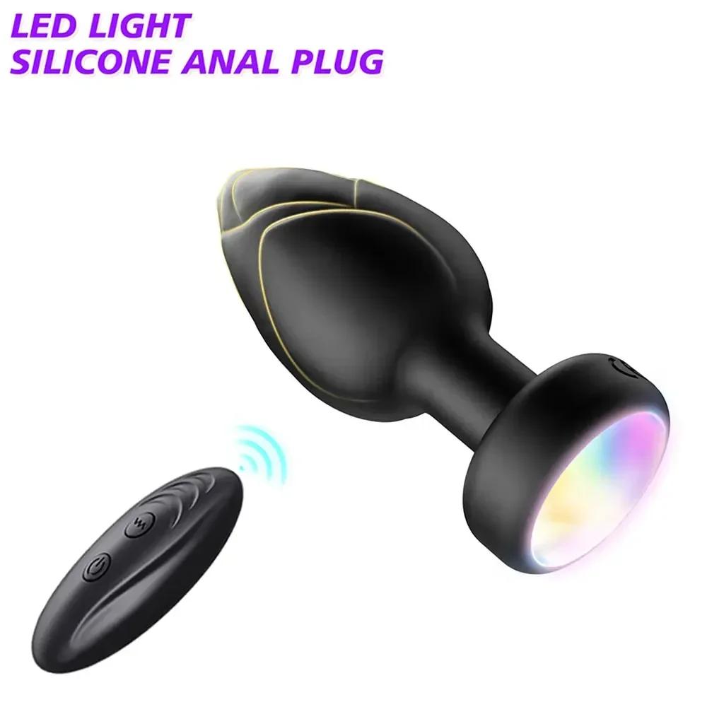 Anal Vibrator Sex Toys For Men Wireless Remote Butt Plug Anal Plug LED Light Male Prostate Massager Vibrating Sex Toys for Women