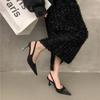 New 2024 Summer Women Pumps Pointed Toe Sandals Slip On High Heels Sandals Black Sexy Slingbacks Stiletto Ladies Wedding Shoes