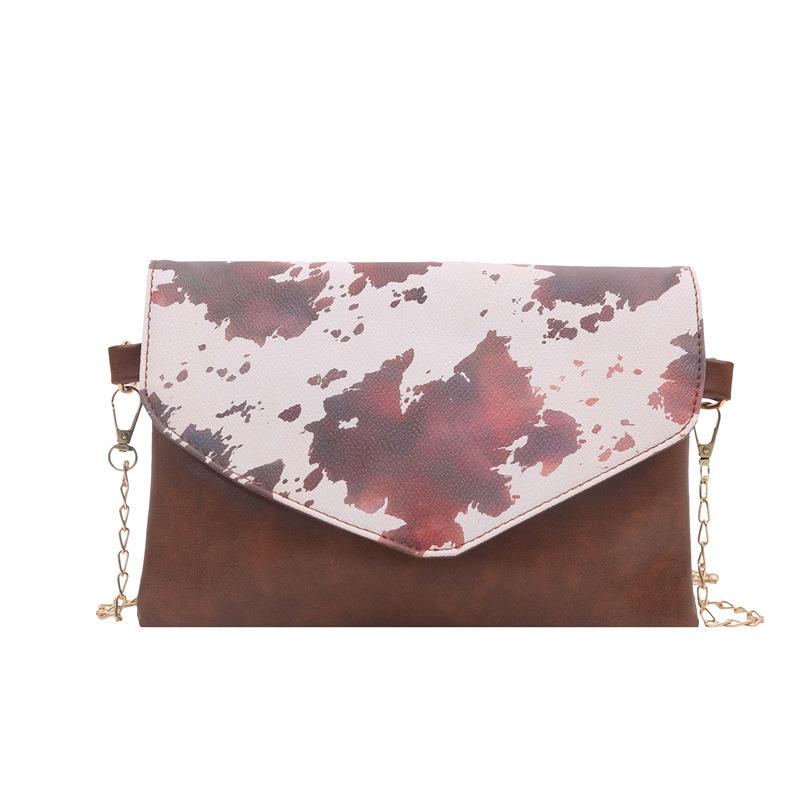 

Cow pattern envelope bag women s fashion versatile retro shoulder bag highend chain messenger bag fashion women s bag tide коричневий