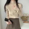 Solid-color Sweater Women's Fashion Korean-style Half Turtleneck Pullover Casual Loose Long-sleeved Knitted Sweater for Spring and Autumn