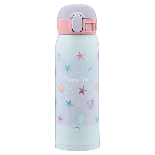 Zojirushi (ZOJIRUSHI) Water Bottle, Girls' Mug, Perfect for School, Stainless Steel Mug with Seamless Lid, One-Touch Closure, 480ml, Mermaid Blue, Int