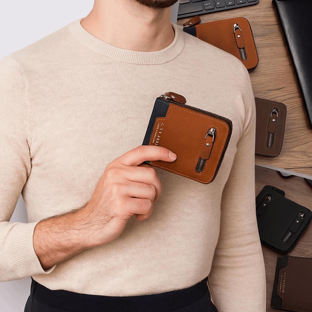 Large Capacity Men's Short Wallet Thin Card Holder Portable PU Leather Coin Purse Daily