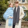 Premium Wool Cashmere Scarf: Women's Thick, Versatile Shawl for Autumn/Winter, Solid Colors, Unisex Style.