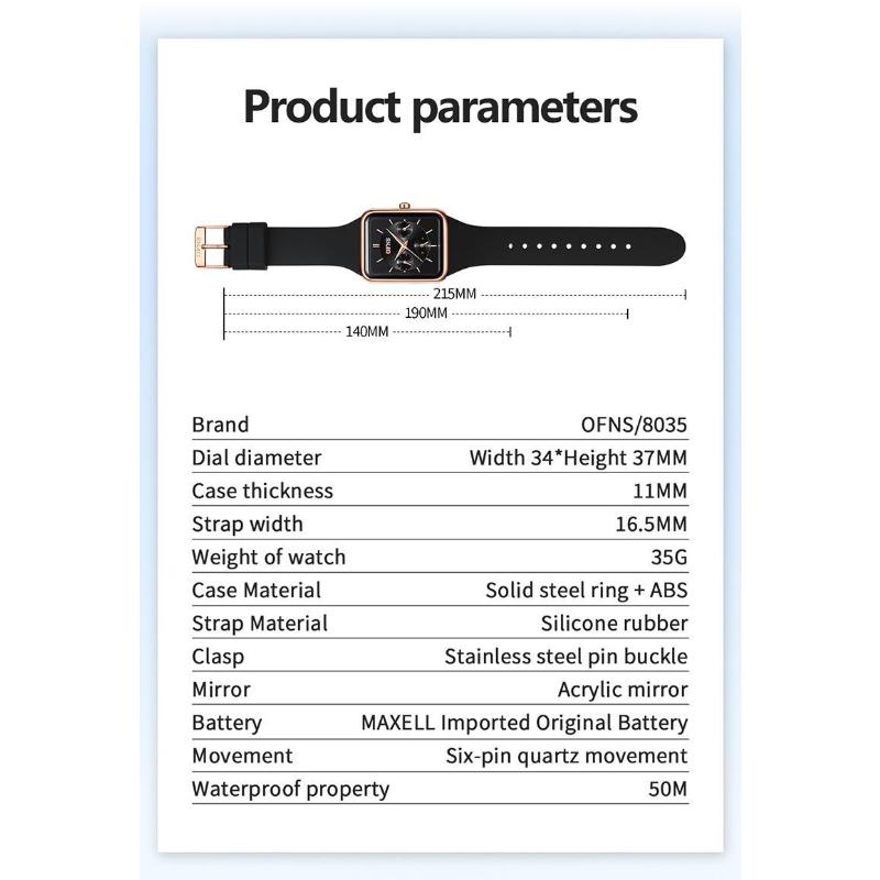 Fashion Women Men Watches Silicone Strap Creative Quartz Watch Square Watch Multi-function Clocks Wristwatch Gift