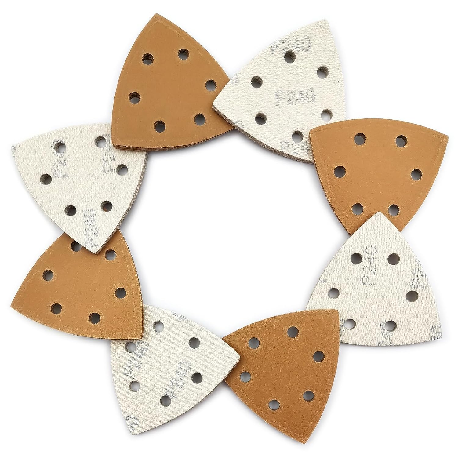 

40 Pcs Triangular Sandpaper Oscillating Sand Paper Set with Hook and Loop 6 Holes 40-240 Grit Detail Sander for Wood Polishing