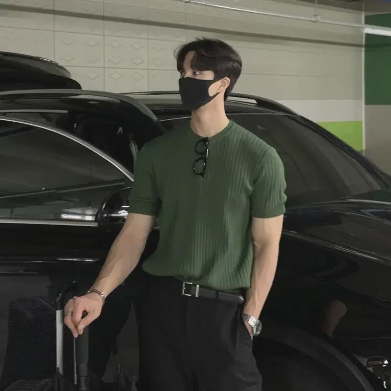 Trendy Slim-Fit Sommer-Strick-T-Shirt für Herren – Leicht & Atmungsaktiv Rundhals