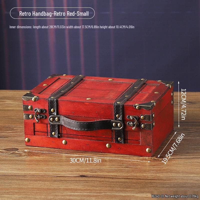 Vintage Distressed Wooden Suitcase Storage Box - Antique Style Photography Prop & Decoration