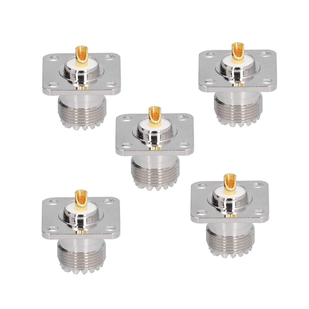 5Pcs Flange Solder Cup 4‑Hole Brass Panel Mount Adapter RF Coaxial Connector SL16‑KFD‑3