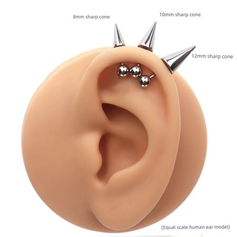 

Niche Style Shinma Devil Elf Titanium Steel Piercing Ear Stud Rod thick 1.2 rod length 6mm sharp cone 12mm one