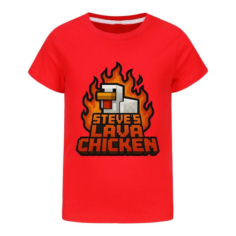 2025 Camisetas para Meninas Verão Roupas de Manga Curta Infantil Camiseta de Desenho Animado Steves Lava Frango Fantasia Roupa Infantil Manga Curta