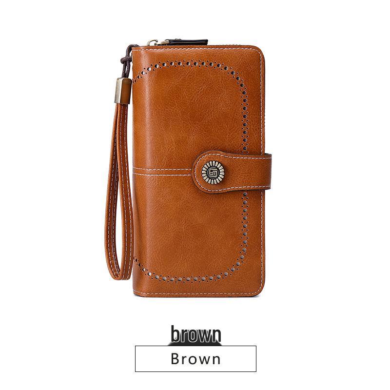 RFID-Blocking Women's Long Zipper Wallet: Large Capacity European & American Style