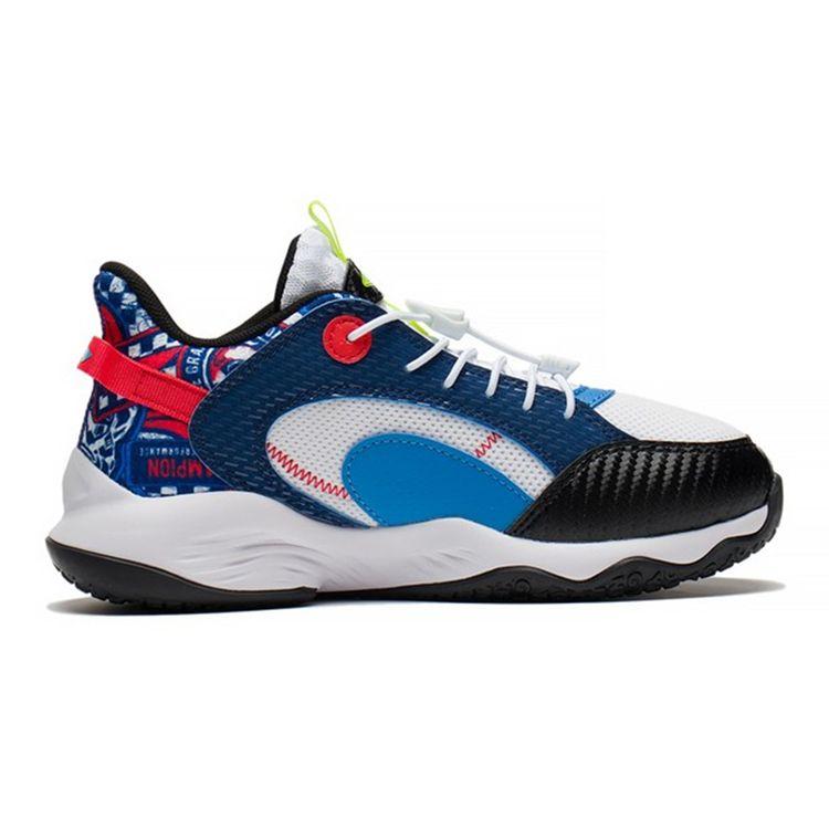 LiNing Low Top Basketball Shoes Kids sneaker White Blue YKBS052-1