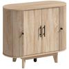 Living Room Sideboard, Oval, 4 Doors, Adjustable Shelves, 90 x 40 x 76 cm, Oak