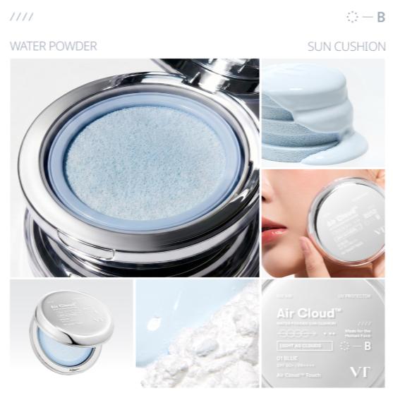VT COSMETICS Air Cloud Water Powder Sun Cushion SPF50+ PA++++, 12g