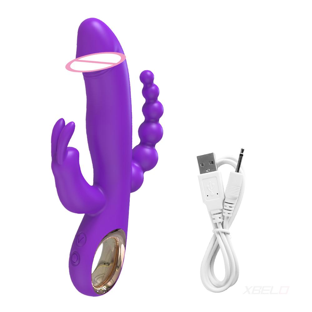 Rabbit Thrusting Vibrator for Woman 3 in 1 G Spot Clitoris Stimulator Vagina Massager Female Masturbator Backyard Anal Sex Toy