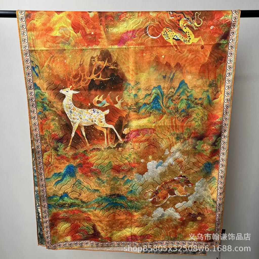 Double-Sided High-End Fragrant Cloud Yarn 180 * 70 Long Silk Scarf Shawl Women'S Spring And Autumn Retro National Style To Keep Warm