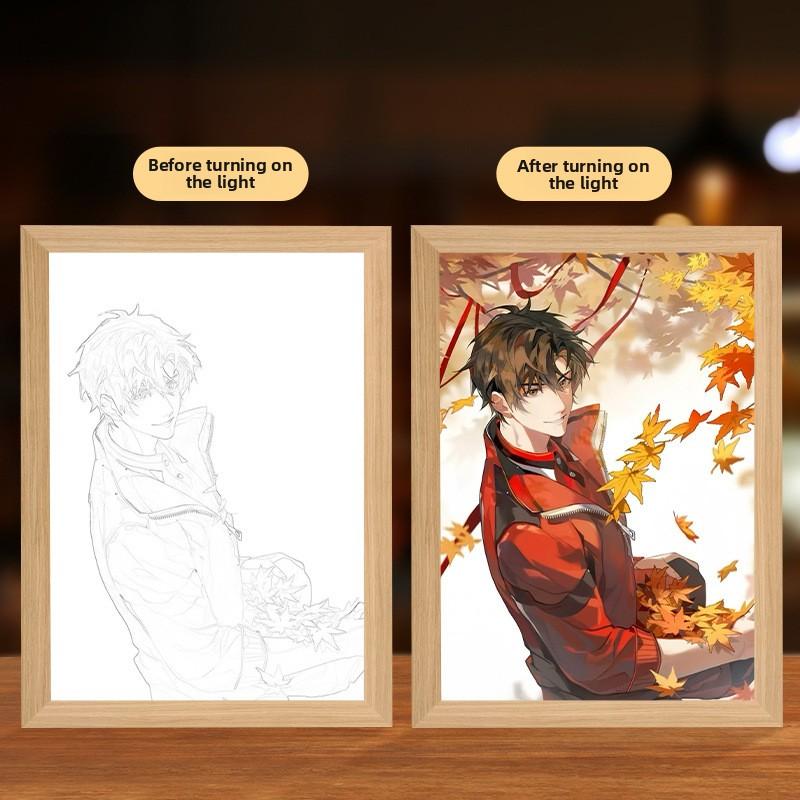 23cm/9.06in Light Painting Full Time Expert Cartoon Color Box 3D Anime Peripherals Night Collectible Bedside Decoration Toy Gift