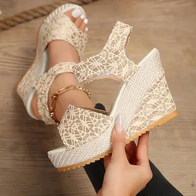 Damen Keilsandalen Sommer Damen Bequeme Luxus Designer Schuhe Absätze Damen Peeptoe Plateausandalen Sexy Partykleid Schuhe