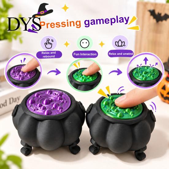 Маленький котел Кликкер Хэллоуинская игрушка ведьмы, 3D-печатная кликающая фиджет-игрушка Снятие стресса Кликер для пальцев, Праздничный подарок для детей и взрослых