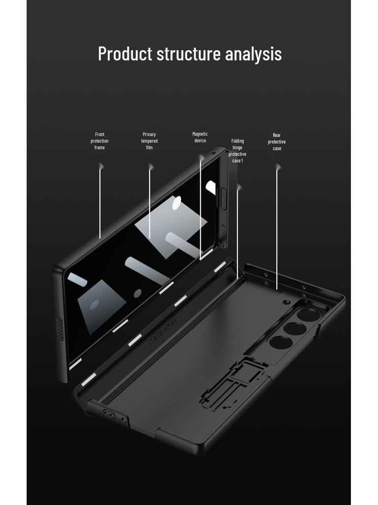 Samsung Z Fold 6 Slim Anti-Peep Magnetic Hinge Case with Full Coverage Screen Protection