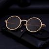 Non-polarized Round Frame Sunglasses for Men with Spring Legs, Retro and High-end Sunglasses, Metal Oval Frame Glasses