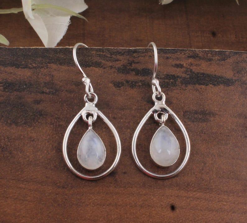 925 Sterling Silver Moonstone Gemstone Earring Handmade Jewelry Boho Earring Gift For Her Designer Earring