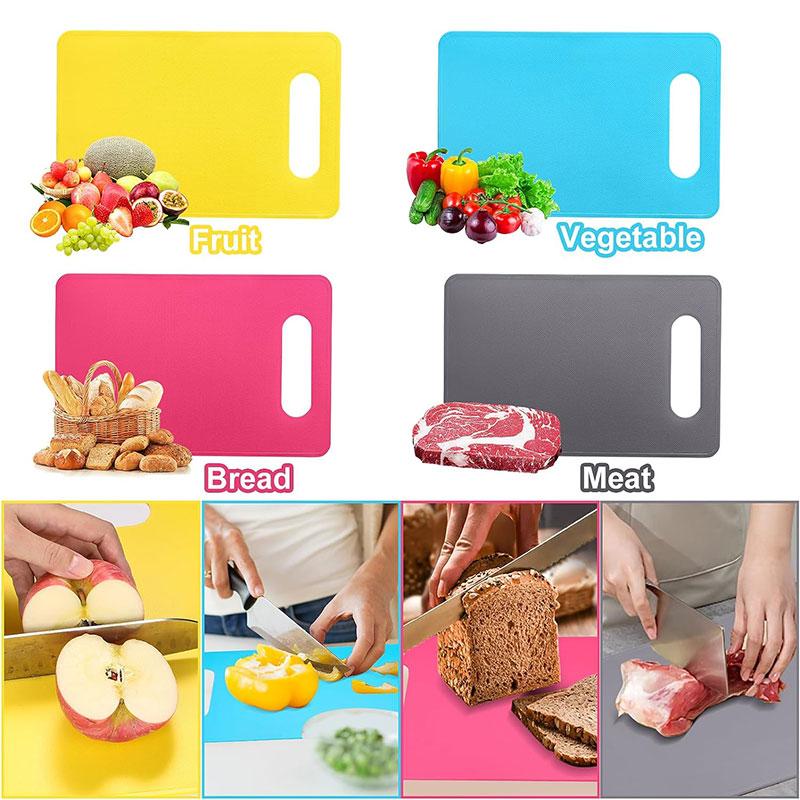 4/6 Pieces Flexible Cutting Board for for Meat Fish Vegetables BPA Free Plastic Cutting Board Mat Set Dishwasher Safe