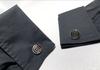 Cartier Double C Logo Pattern Cufflinks Silver 925 Black Vintage Button Style
