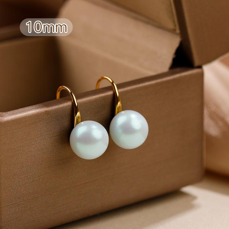 Smoke Blue High Heels Pearl Earrings Women S Light Luxury Temperament Niche Fashion Light Blue Light Aurora Pearl Ear Hook