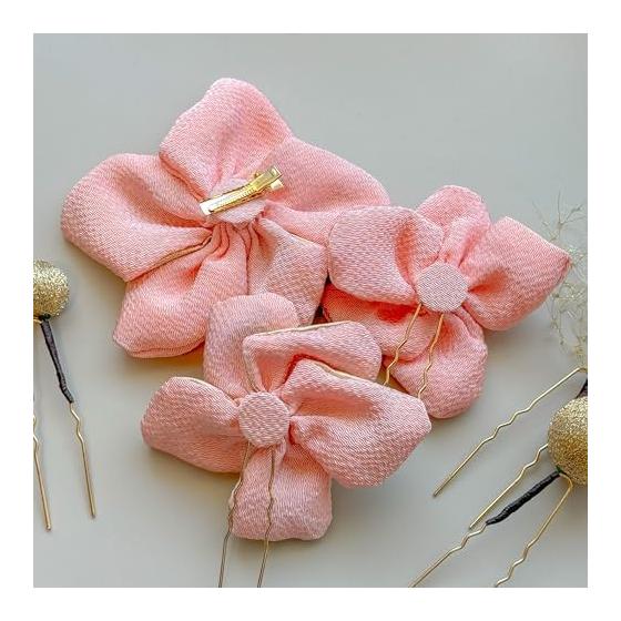 Tsumami Zaiku Hair Ornaments for Coming-of-Age Ceremony, Kimono, Tamakanzashi, Pink Head Dress for Graduation, Wedding, Furisode, Hakama, Bridal,