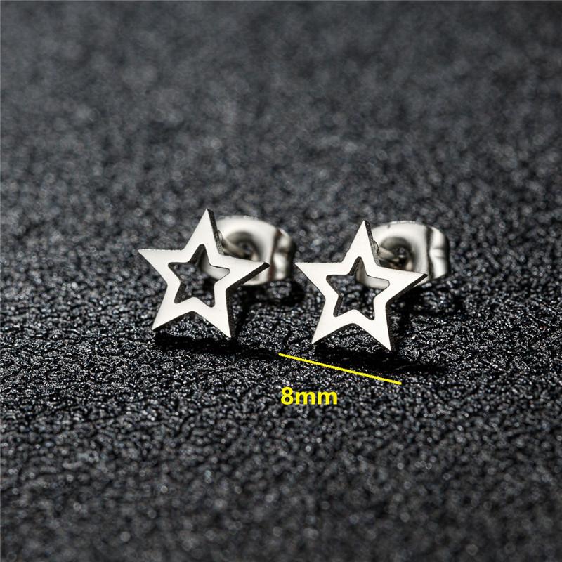 Kleine Edelstahl-Ohrringe Geometrisch Damen Herren Minimalistisch Rund Herz Mond Stern Ohrstecker Dreieck Pendientes Geschenk