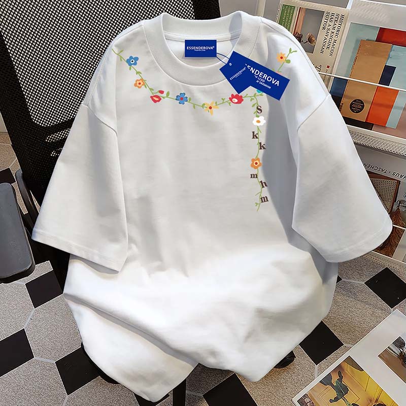 

T-shirt Women Summer Large Size Cotton Pullover Shirt Soft Loose Round Neck Casual Short-sleeved Top S білий