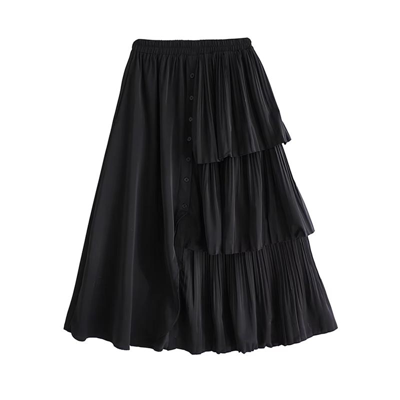 

Xitao Юбка с нестандартной резинкой на талии и пуговицами GYX1624 One Size чёрный